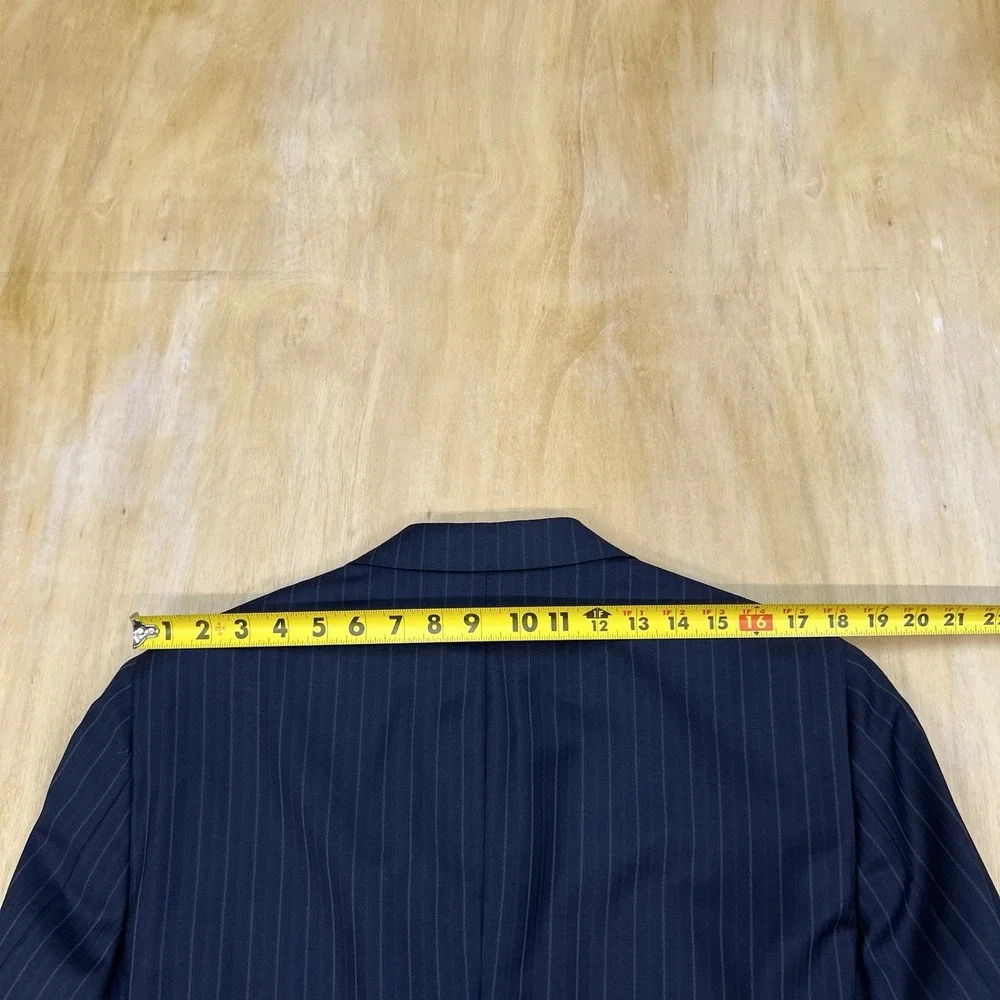 Hickey Freeman (Actual Sz 40R) Suit Men Pleated Pants 33x32 (Unhemmed) Dark Navy